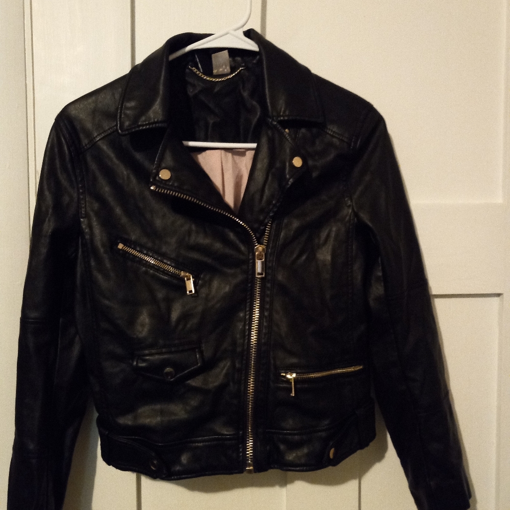 Black leather jacket, small